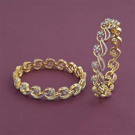 American Diamond 2 Pc Classic Bangles with 2 Tone Plating
