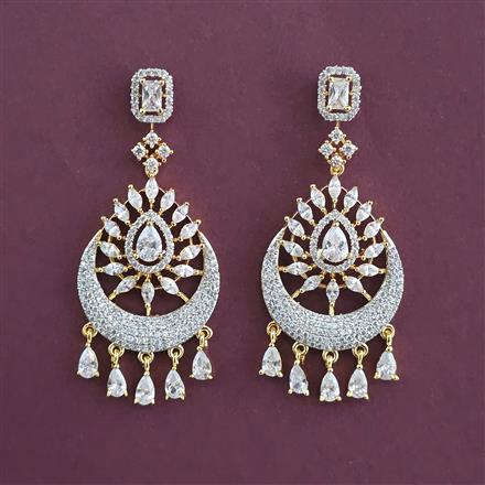 American Diamond Classic Earring with Rhodium Plating 2 Tone Plating Mehndi Plating