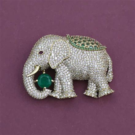 American Diamond Classic Brooch with Mehndi Plating