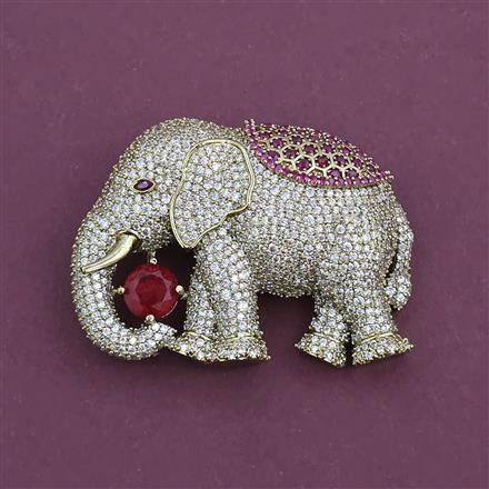 American Diamond Classic Brooch with Mehndi Plating