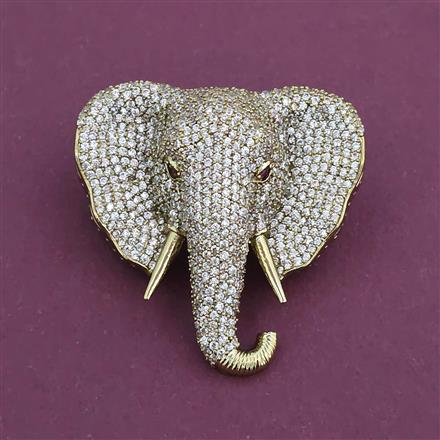 American Diamond Classic Brooch with Rhodium Plating Mehndi Plating