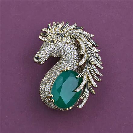 American Diamond Classic Brooch with Mehndi Plating