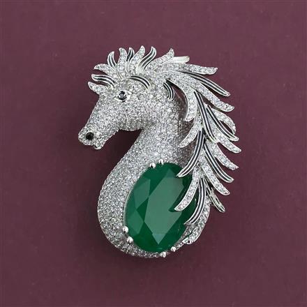 American Diamond Classic Brooch with Rhodium Plating
