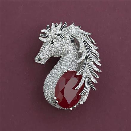 American Diamond Classic Brooch with Rhodium Plating
