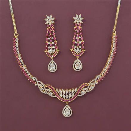 American Diamond Classic Necklace with 2 Tone Plating