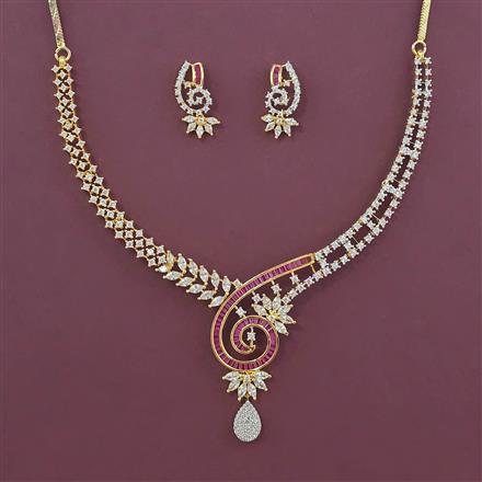 American Diamond Classic Necklace with 2 Tone Plating