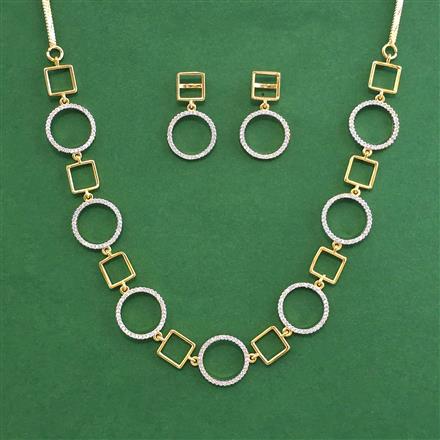 American Diamond Classic Necklace with Rhodium Plating 2 Tone Plating