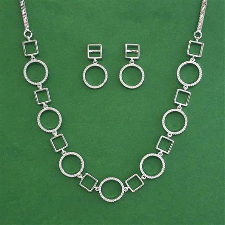 American Diamond Classic Necklace with Rhodium Plating 2 Tone Plating