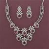 American Diamond Classic Necklace with Rhodium Plating