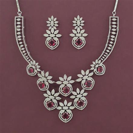 American Diamond Classic Necklace with Rhodium Plating