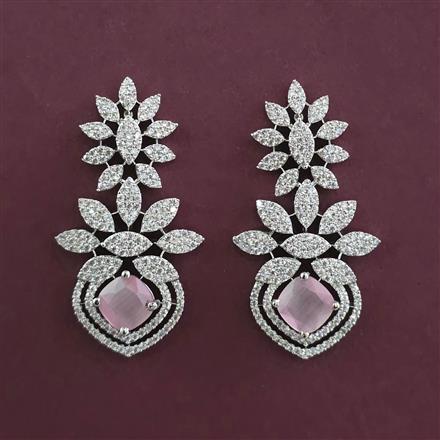 American Diamond Classic Earring with Rhodium Plating