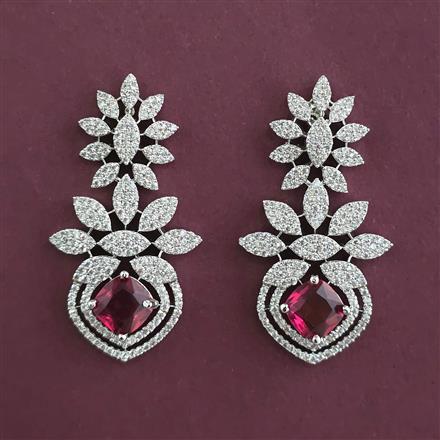 American Diamond Classic Earring with Rhodium Plating