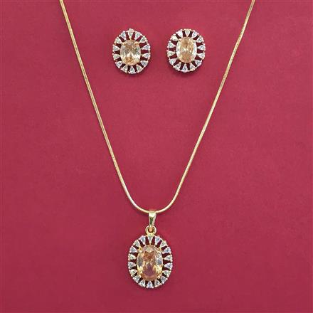 American Diamond Classic Pendant Set with 2 Tone Plating