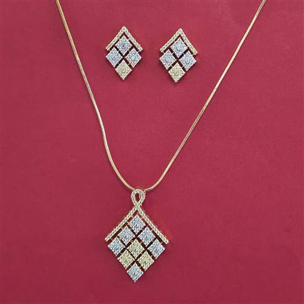 American Diamond Classic Pendant Set with 2 Tone Plating