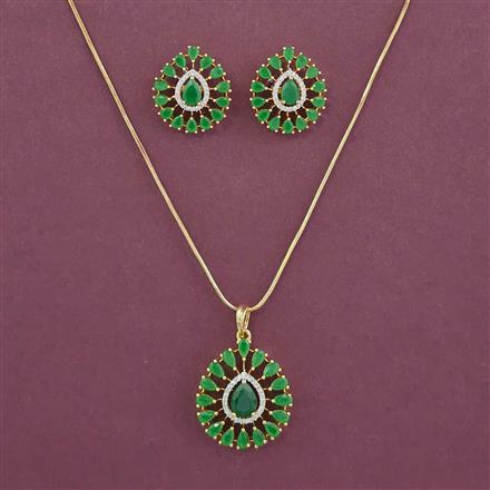 American Diamond Classic Pendant Set with 2 Tone Plating