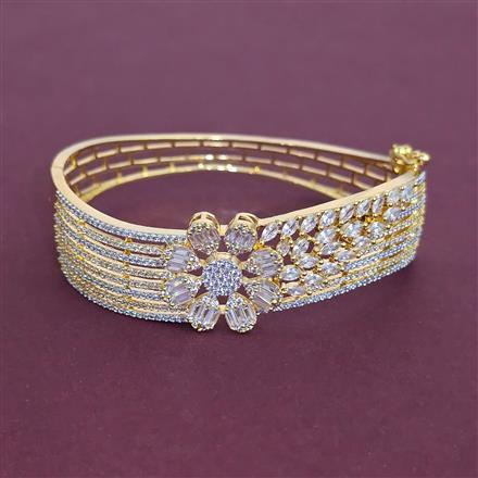 American Diamond Openable kada with Rhodium Plating 2 Tone Plating Mehndi Plating