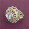 American Diamond Adjustable Ring with Rhodium Plating 2 Tone Plating Mehndi Plating