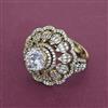 American Diamond Adjustable Ring with Rhodium Plating 2 Tone Plating Mehndi Plating