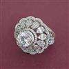 American Diamond Adjustable Ring with Rhodium Plating 2 Tone Plating Mehndi Plating