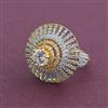 American Diamond Adjustable Ring with Rhodium Plating 2 Tone Plating Mehndi Plating
