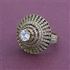 American Diamond Adjustable Ring with Rhodium Plating 2 Tone Plating Mehndi Plating