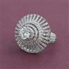 American Diamond Adjustable Ring with Rhodium Plating 2 Tone Plating Mehndi Plating