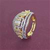 American Diamond Adjustable Ring with Rhodium Plating 2 Tone Plating Mehndi Plating