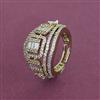 American Diamond Adjustable Ring with Rhodium Plating 2 Tone Plating Mehndi Plating