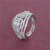 American Diamond Adjustable Ring with Rhodium Plating 2 Tone Plating Mehndi Plating