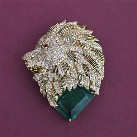 American Diamond Classic Brooch with Mehndi Plating