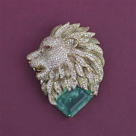 American Diamond Classic Brooch with Mehndi Plating