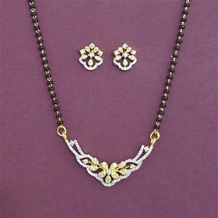 American Diamond Classic Mangalsutra with Rhodium Plating 2 Tone Plating