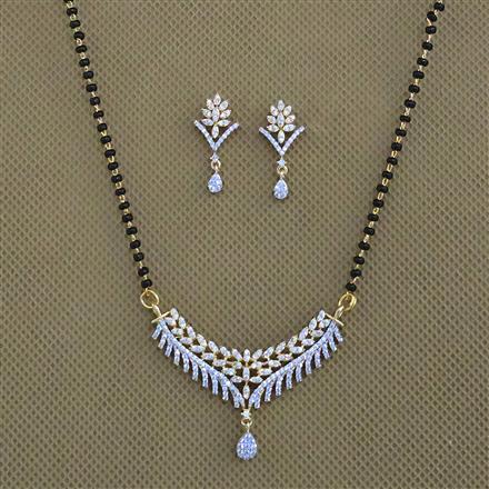 American Diamond Classic Mangalsutra with Rhodium Plating 2 Tone Plating