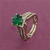 American Diamond Adjustable Ring with Mehndi Plating