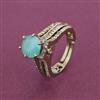 American Diamond Adjustable Ring with Mehndi Plating