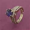 American Diamond Adjustable Ring with Mehndi Plating