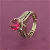 American Diamond Adjustable Ring with Mehndi Plating