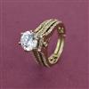 American Diamond Adjustable Ring with Mehndi Plating