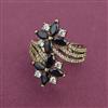 American Diamond Adjustable Ring with Mehndi Plating
