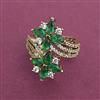 American Diamond Adjustable Ring with Mehndi Plating