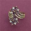 American Diamond Adjustable Ring with Mehndi Plating