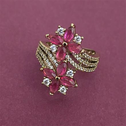 American Diamond Adjustable Ring with Mehndi Plating