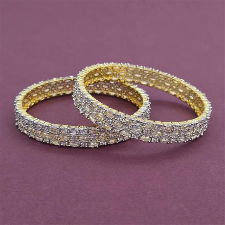 American Diamond 2 Pc Classic Bangles with 2 Tone Plating