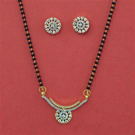American Diamond Classic Mangalsutra with Rhodium Plating 2 Tone Plating