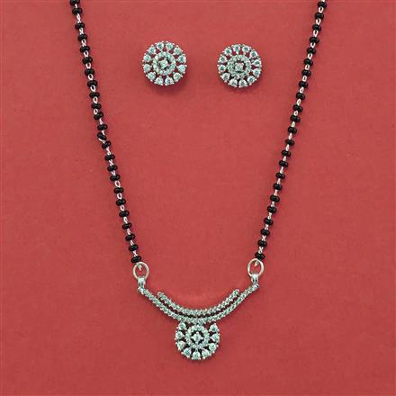 American Diamond Classic Mangalsutra with Rhodium Plating 2 Tone Plating