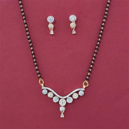 American Diamond Classic Mangalsutra with Rhodium Plating 2 Tone Plating
