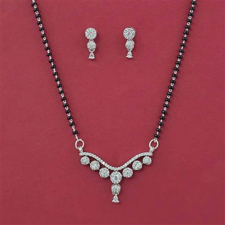 American Diamond Classic Mangalsutra with Rhodium Plating 2 Tone Plating