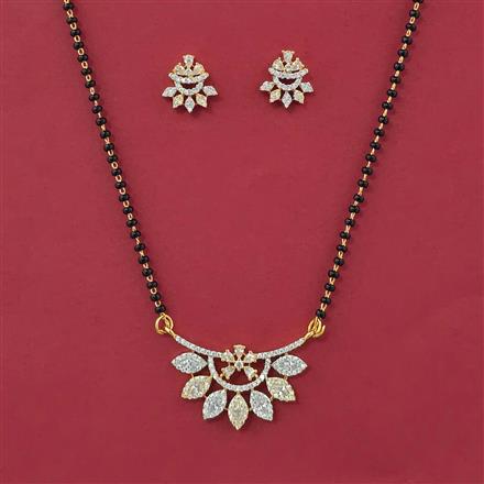 American Diamond Classic Mangalsutra with Rhodium Plating 2 Tone Plating