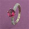 American Diamond Adjustable Ring with Mehndi Plating