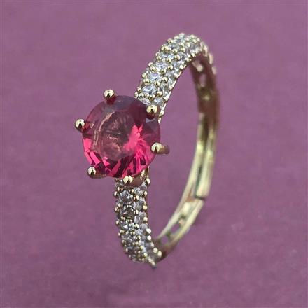 American Diamond Adjustable Ring with Mehndi Plating